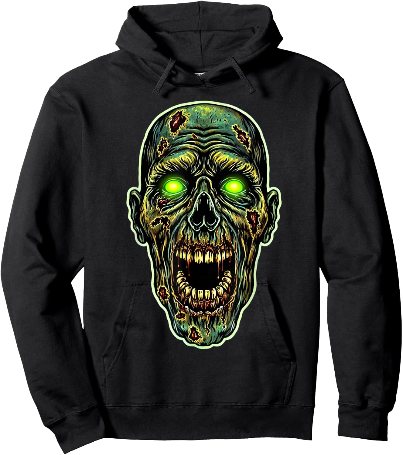 Scary Zombie Face Evil Zombie Halloween Costume Hoodie - Hoodie | Black