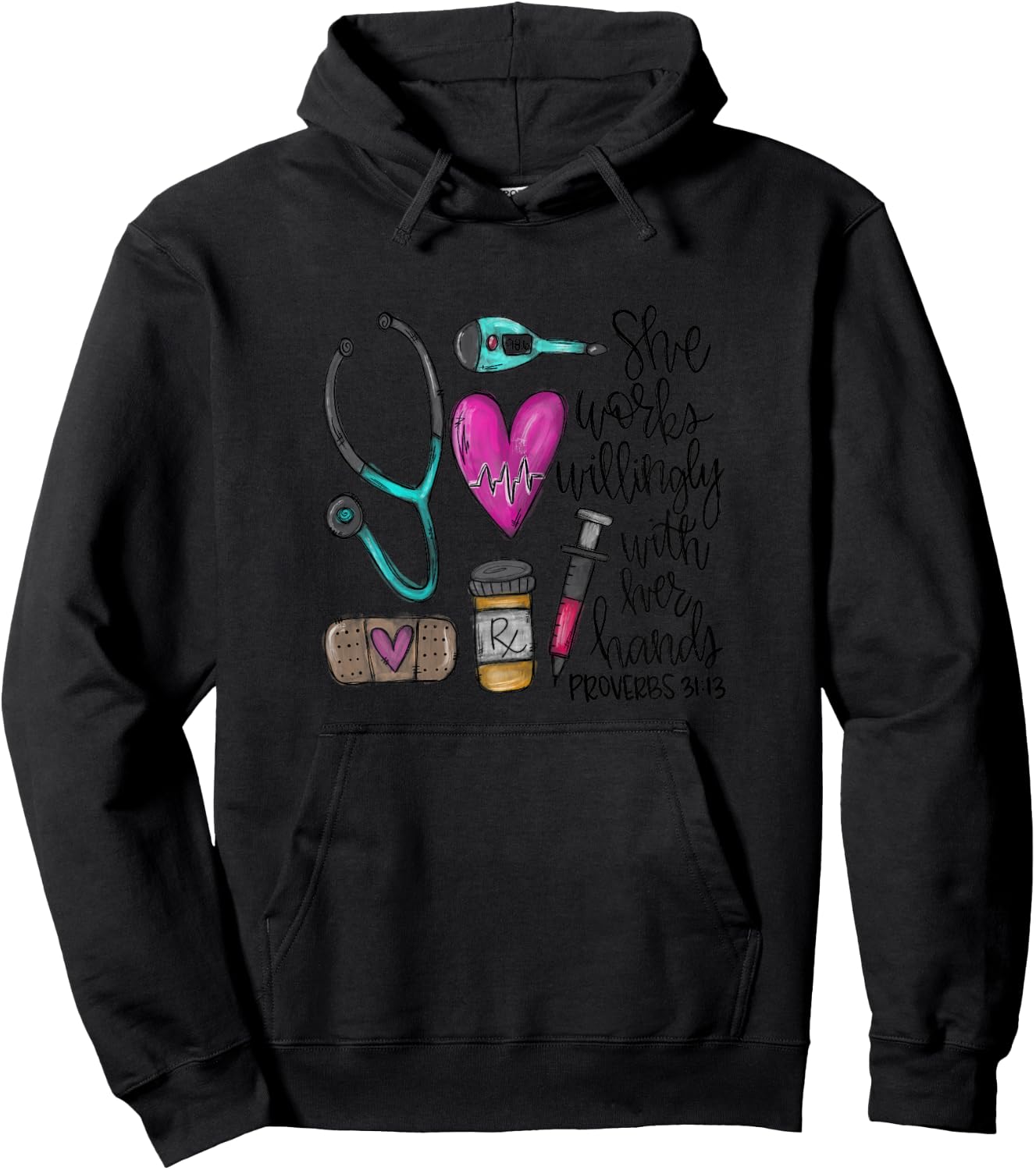 She Works Willingly With Her Hands Proverbs 31:13 Hoodie - Hoodie | Black