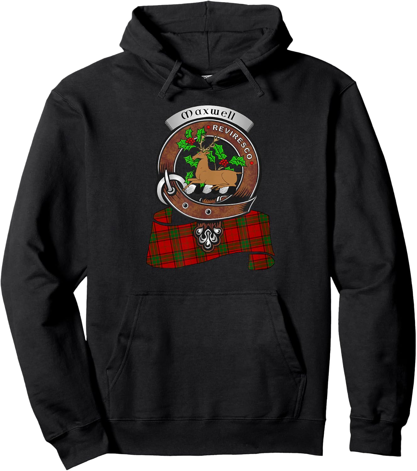 Maxwell Scottish Clan Badge & Tartan Hoodie - Hoodie | Black