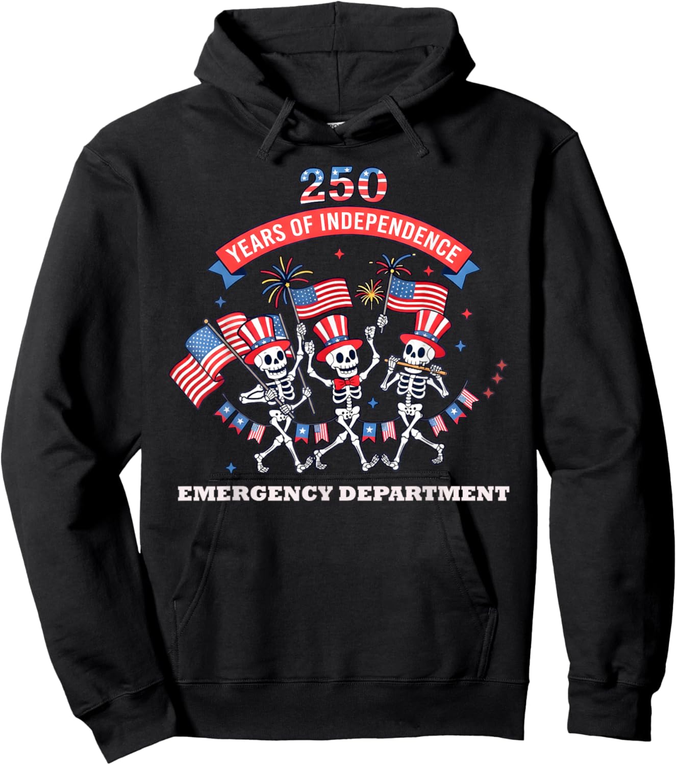 Emergency Department 250 Years of Independence Skeleton Hoodie - Hoodie | Black