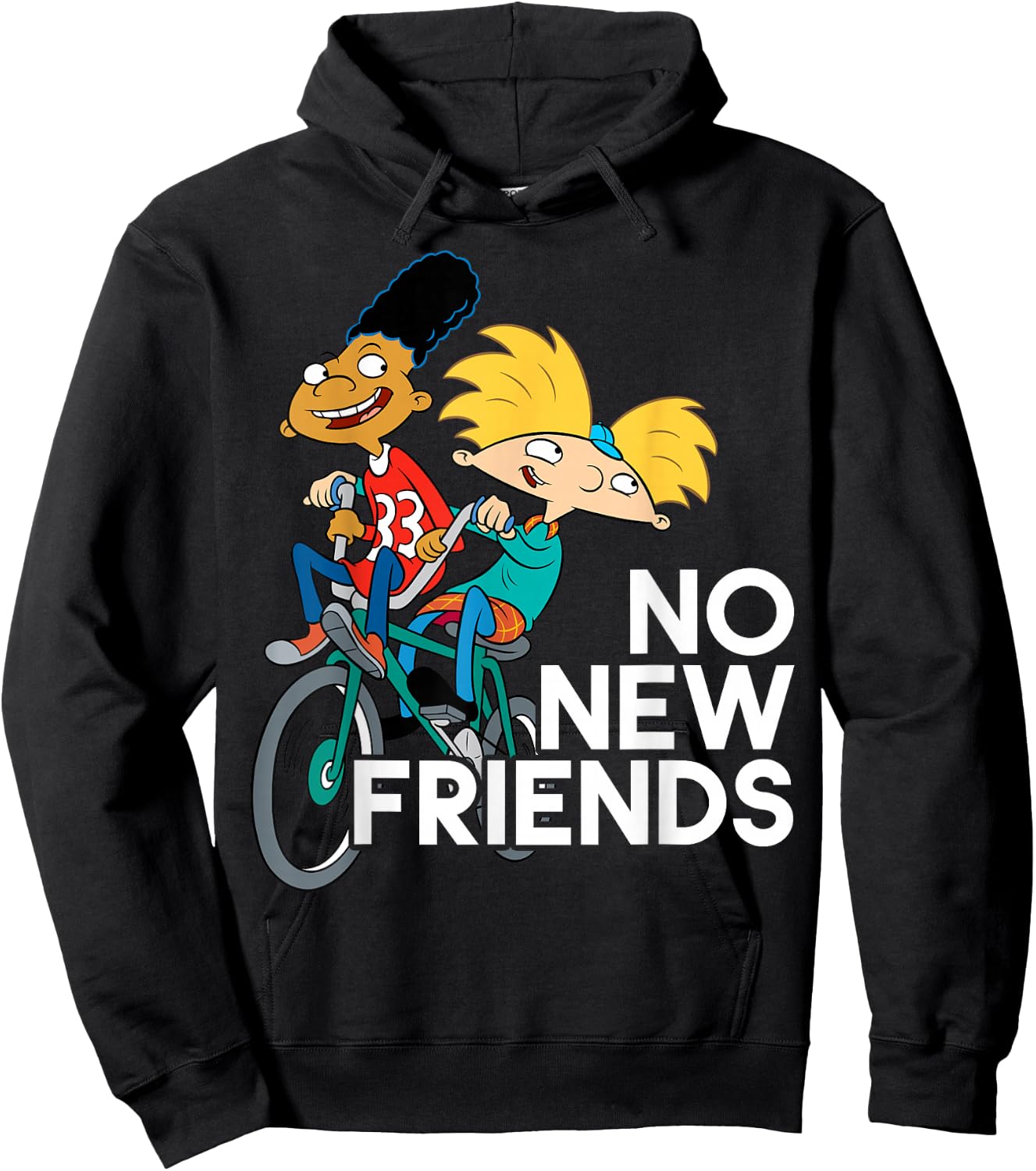 Nickelodeon Hey Arnold! No New Friends Hoodie - Hoodie | Black