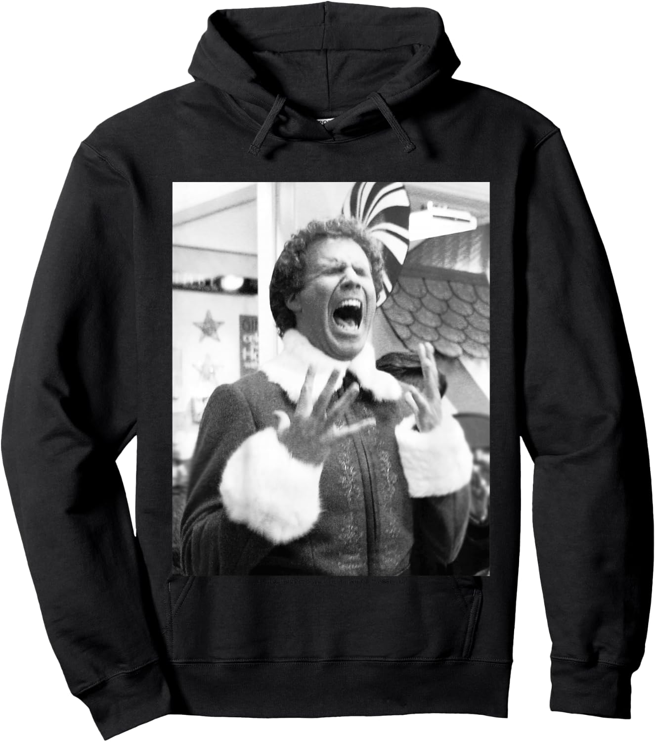 Kids Elf Buddy Black & White Screaming Photo Hoodie - Hoodie | Black