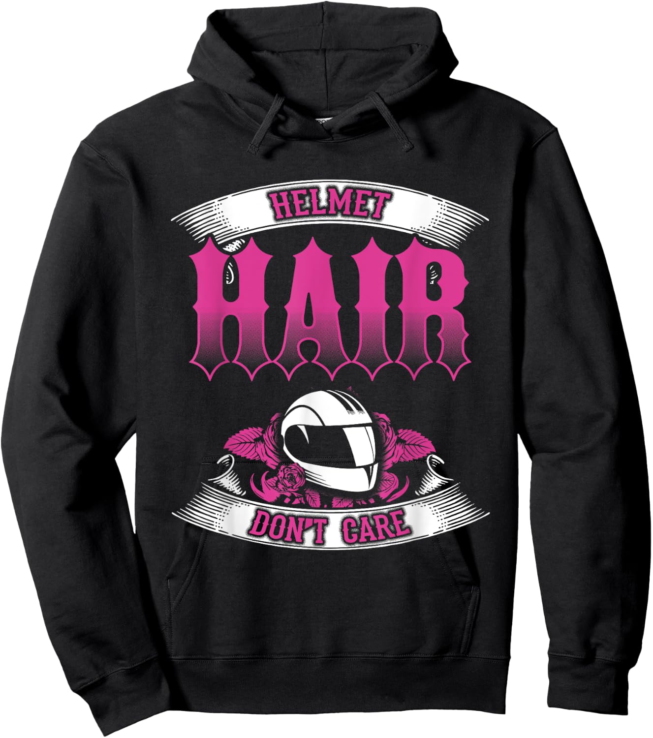 Biker Chick Shirt Motorcycle Helmet Hair Dont Care Pink Hoodie - Hoodie | Black