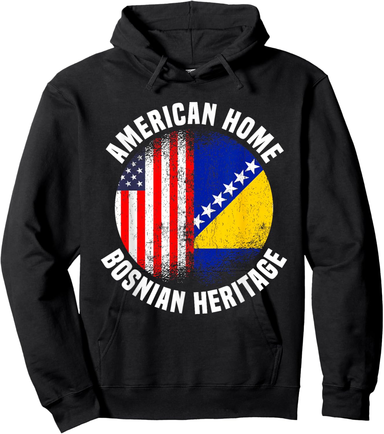 Bosnia Outfit & Women US American Bosnian Flag Hoodie - Hoodie | Black