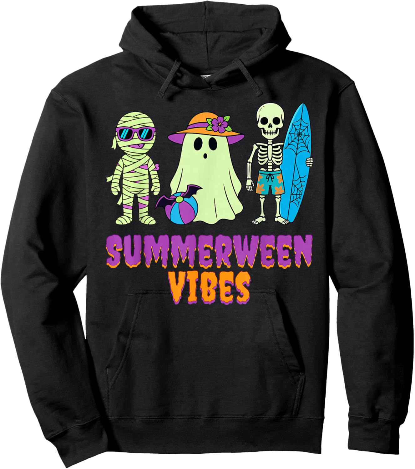 Summerween Funny Spooky Ghost Halloween Summer Vacation Hoodie - Hoodie | Black