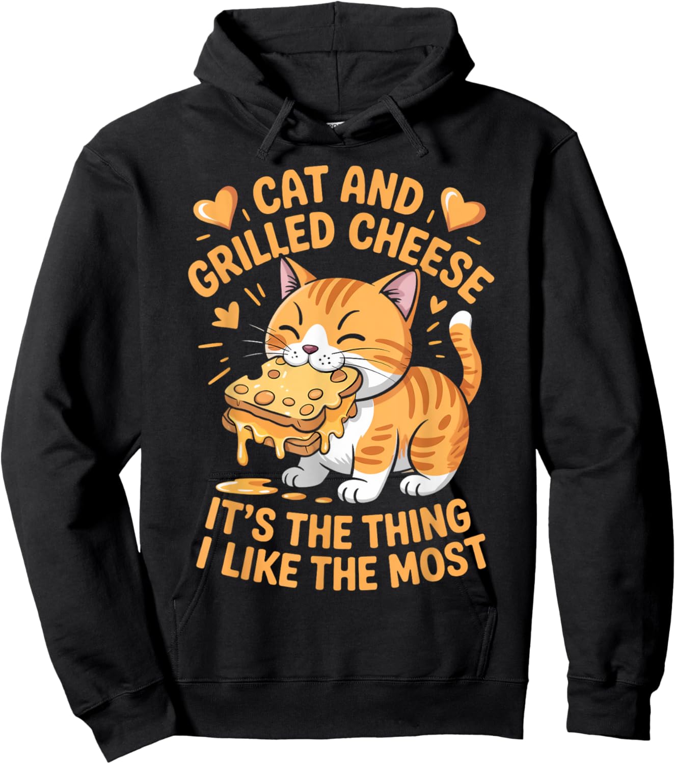 Cat And Grilled Cheese Sandwich Food Lover Grilled Cheese Hoodie - Hoodie | Black