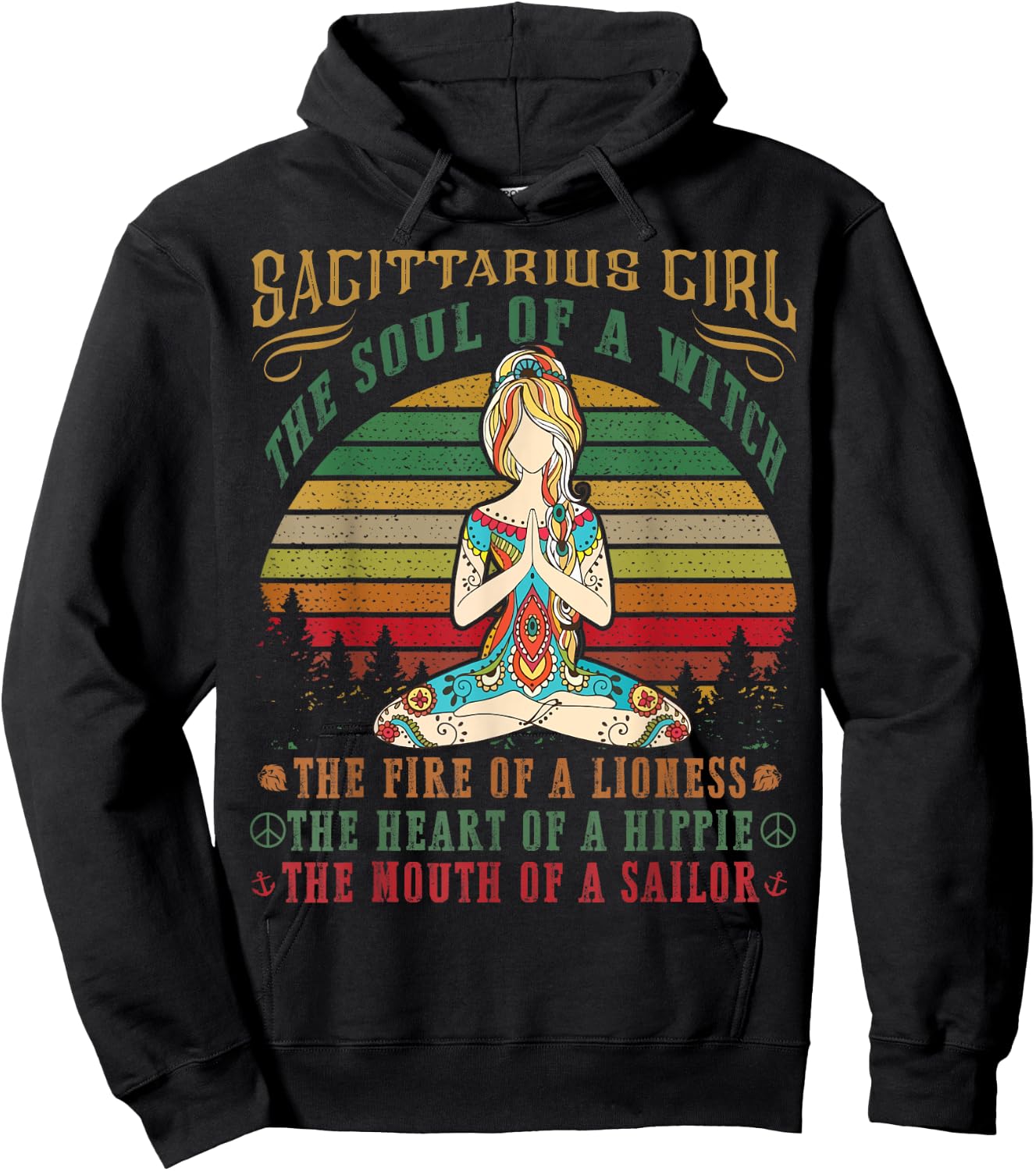 Sagittarius Girl for Yoga Black Women Birthday Gifts Hoodie - Hoodie | Black