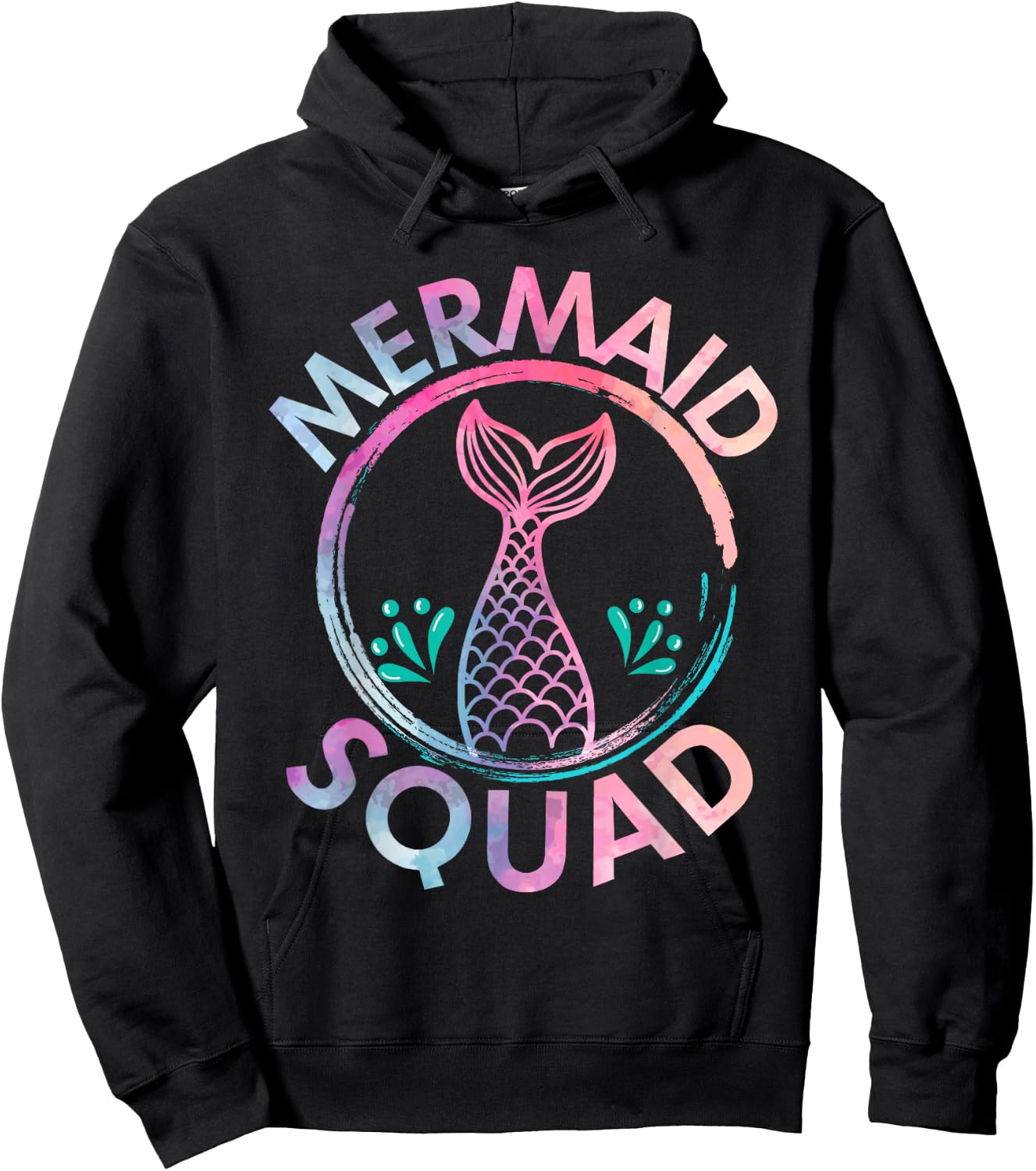 Mermaid Birthday Squad Party Matching Hoodie - Hoodie | Black