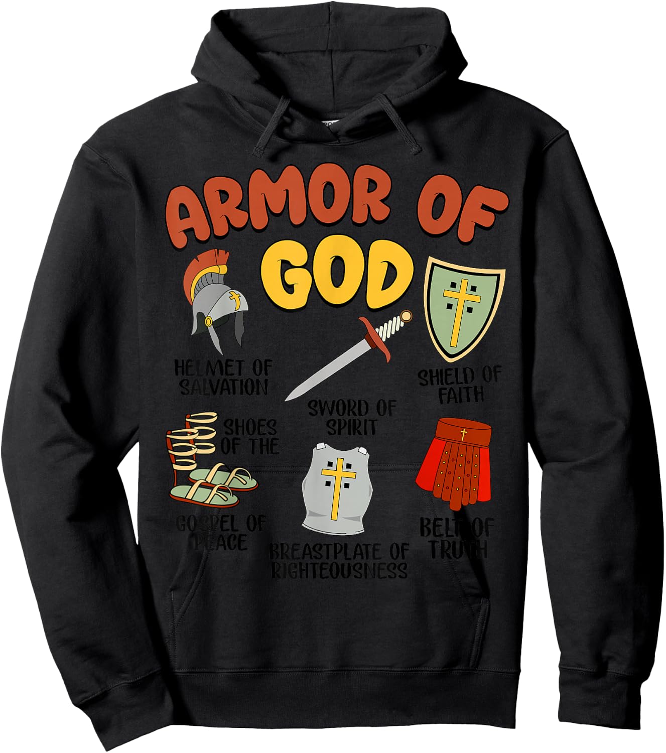 Christian Boys Armor of God Jesus Christ is King Hoodie - Hoodie | Black