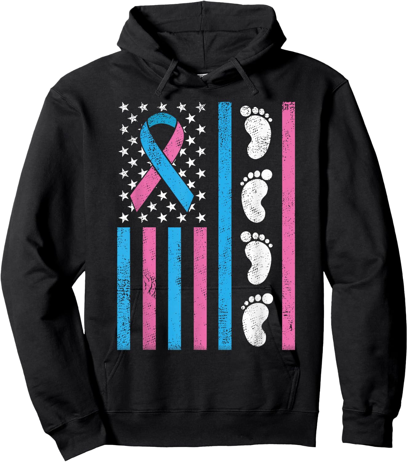American Flag Pregnancy Infant Loss Awareness Miscarriage Hoodie - Hoodie | Black