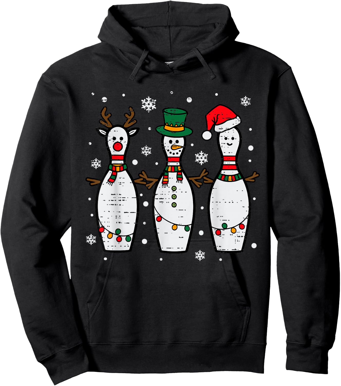 Christmas Bowling Hat Santa Bowler Xmas Sport Men Women Kids Hoodie - Hoodie | Black