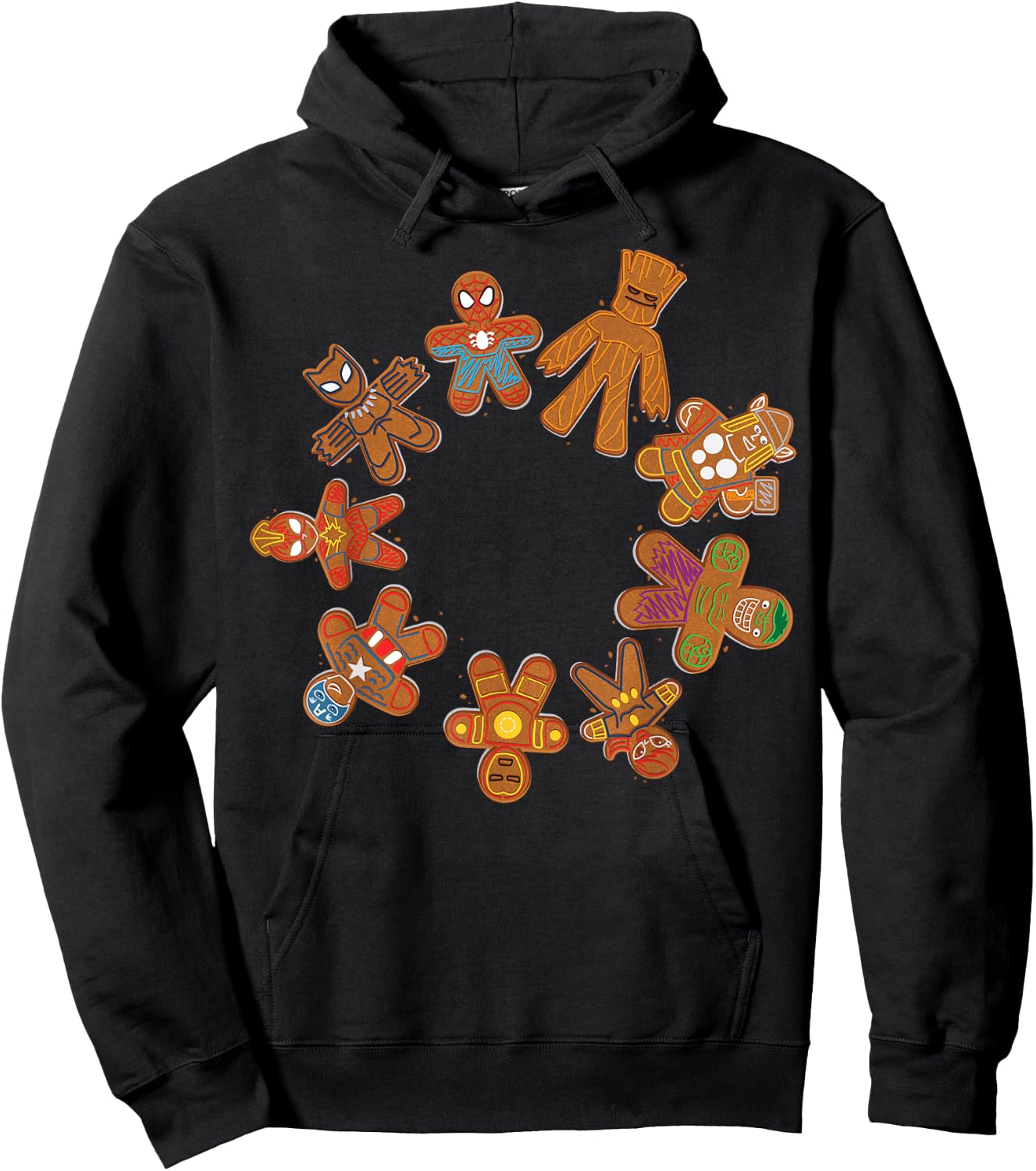 Marvel Avengers Gingerbread Cookie Circle Hoodie - Hoodie | Black