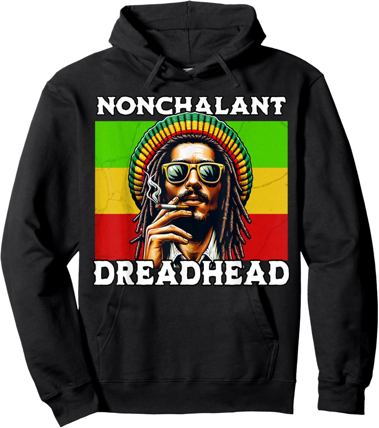 Nonchalant Dreadhead Jamaican Ironic Brainrot Meme Hoodie - Hoodie | Black