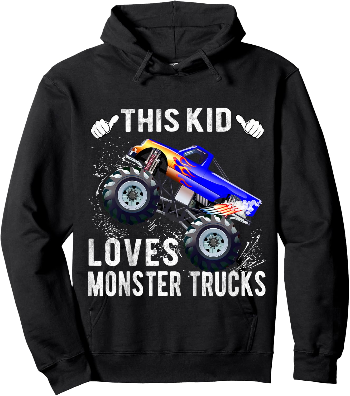 This Kid Loves Monster Trucks Boys and Girls Gift Hoodie - Hoodie | Black
