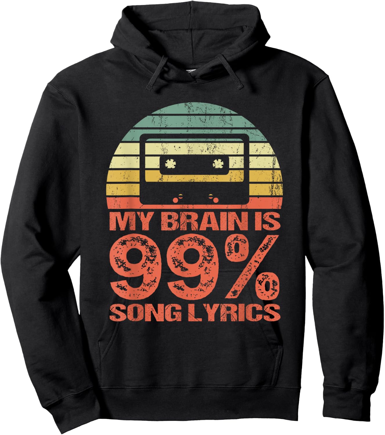 My brain is 99 % Song lyrics - retro vintage Hoodie - Hoodie | Black