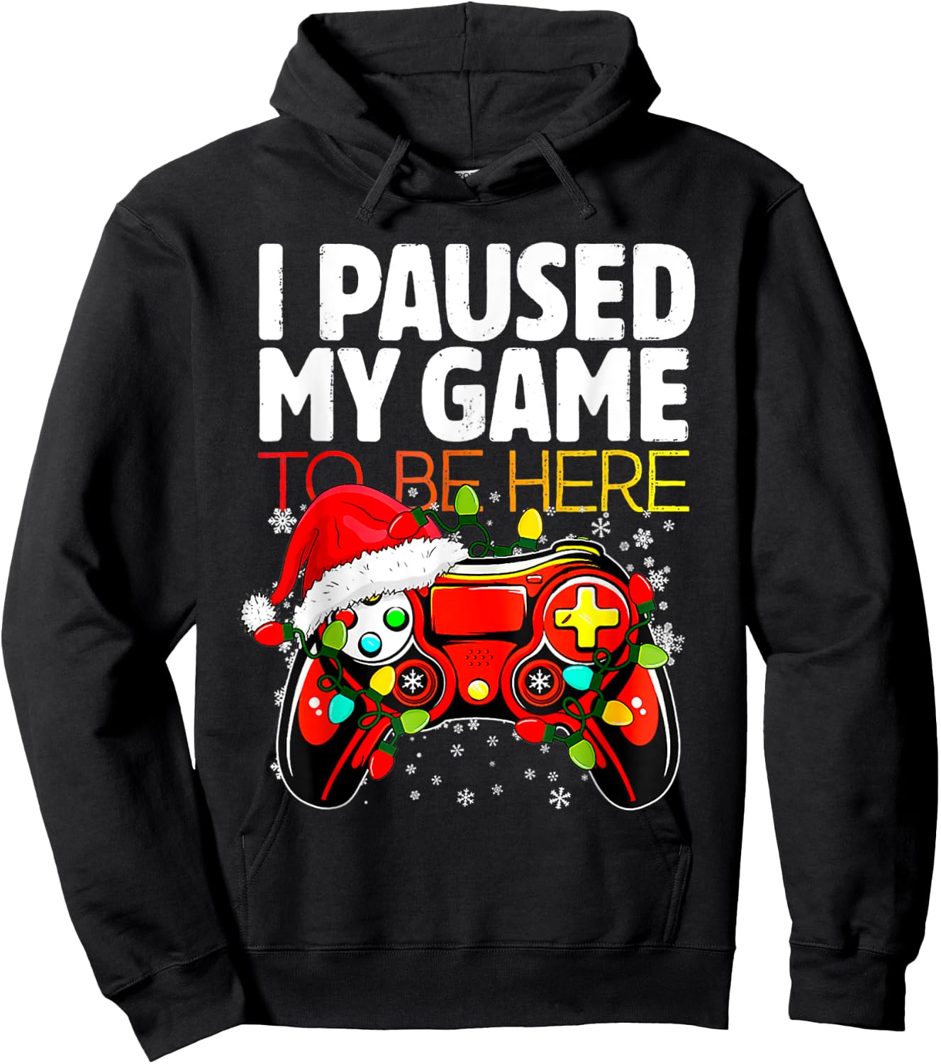 Video Game Controller Christmas Santa Hat Gamer Xmas Boys Hoodie - Hoodie | Black