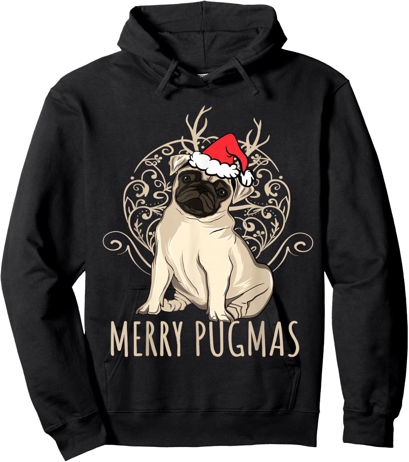 Merry Pugmas Funny Pug Christmas Hoodie - Hoodie | Black