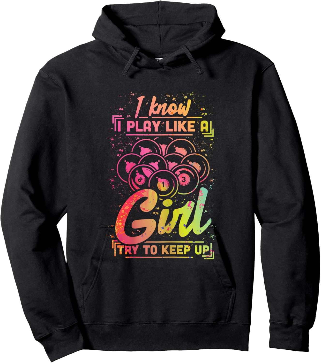 Billiard Women Funny Gift Team Play Like a Girl Billiard Hoodie - Hoodie | Black