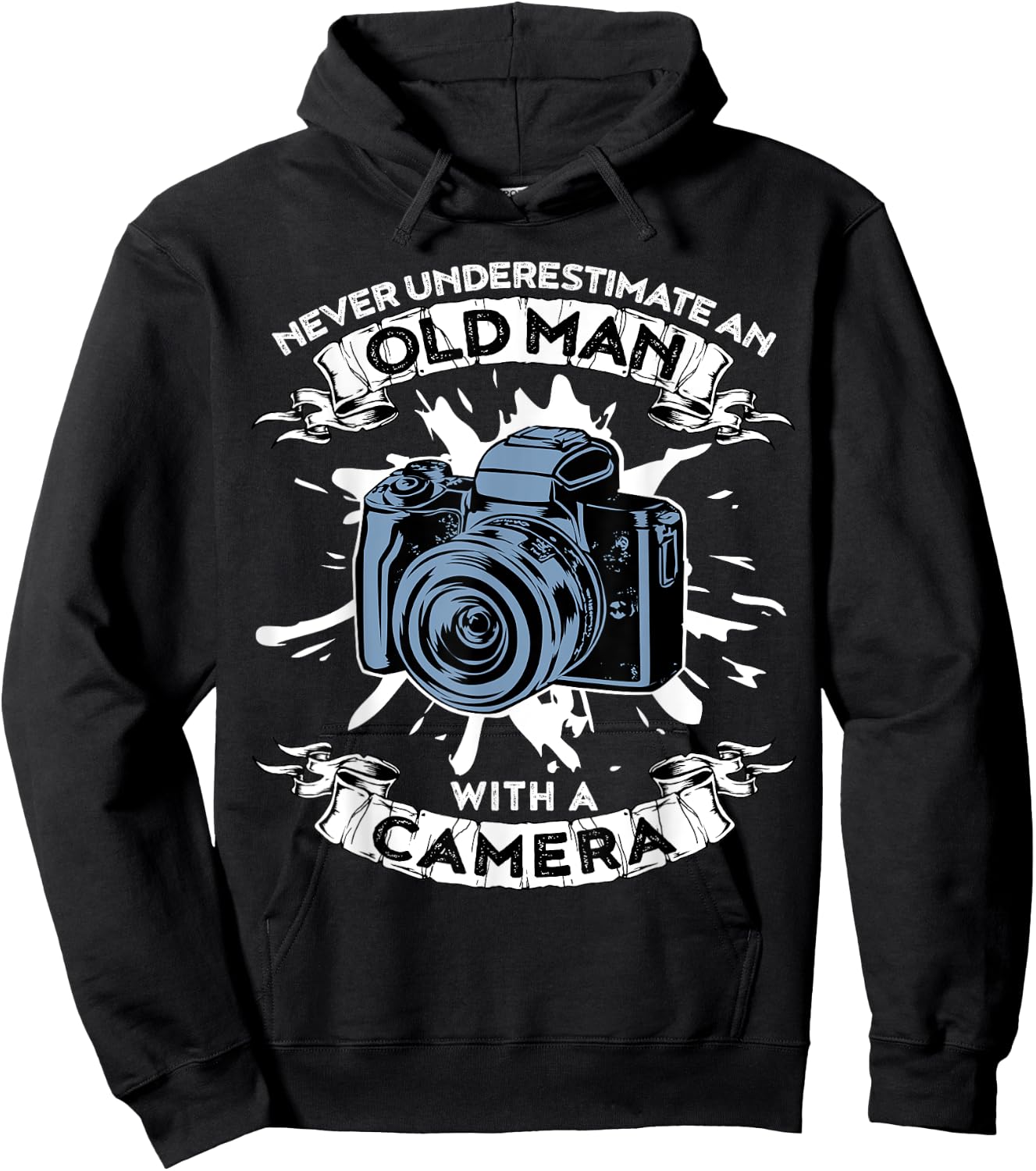 Never Underestimate An Old Man With A Camera Hoodie - Hoodie | Black