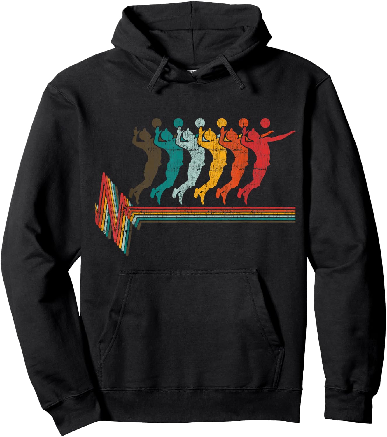 Vintage Volleyball Heartbeat- Beach Volleyball Gift Hoodie - Hoodie | Black