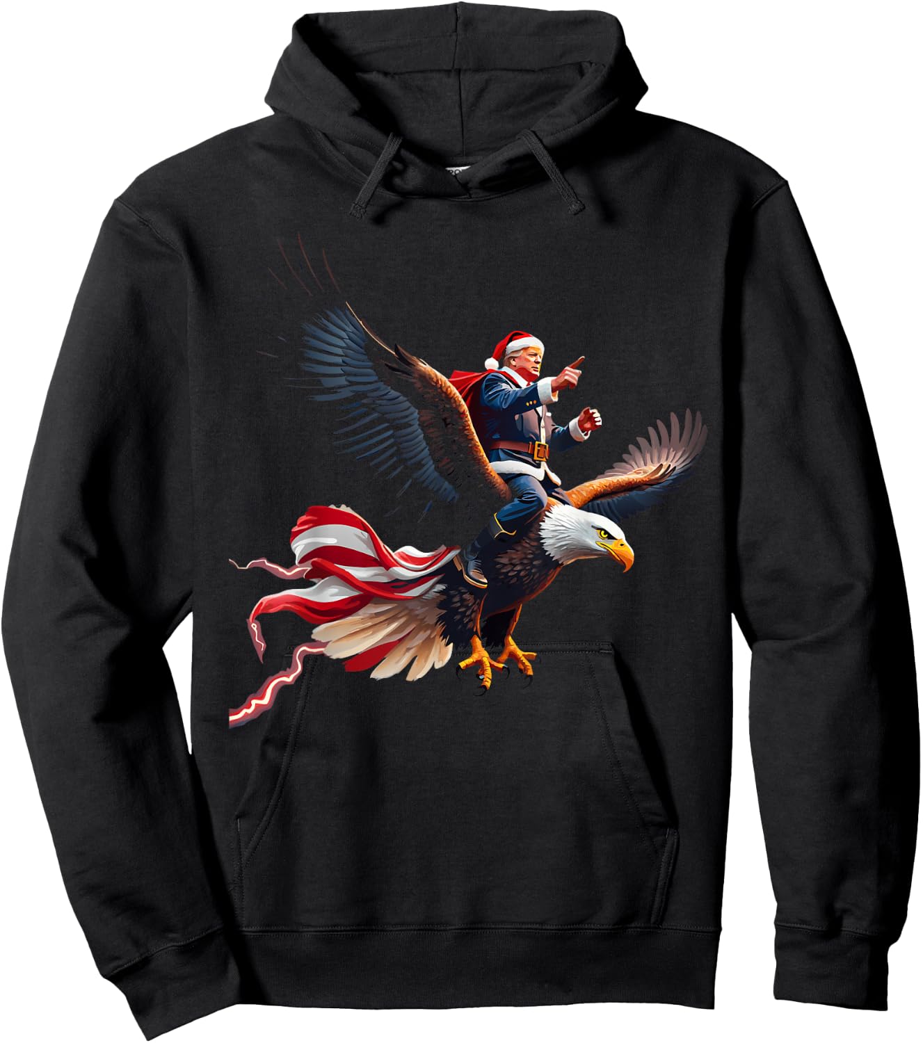 Santa Trump 2024: Making Christmas eagle USA Great Again Hoodie - Hoodie | Black