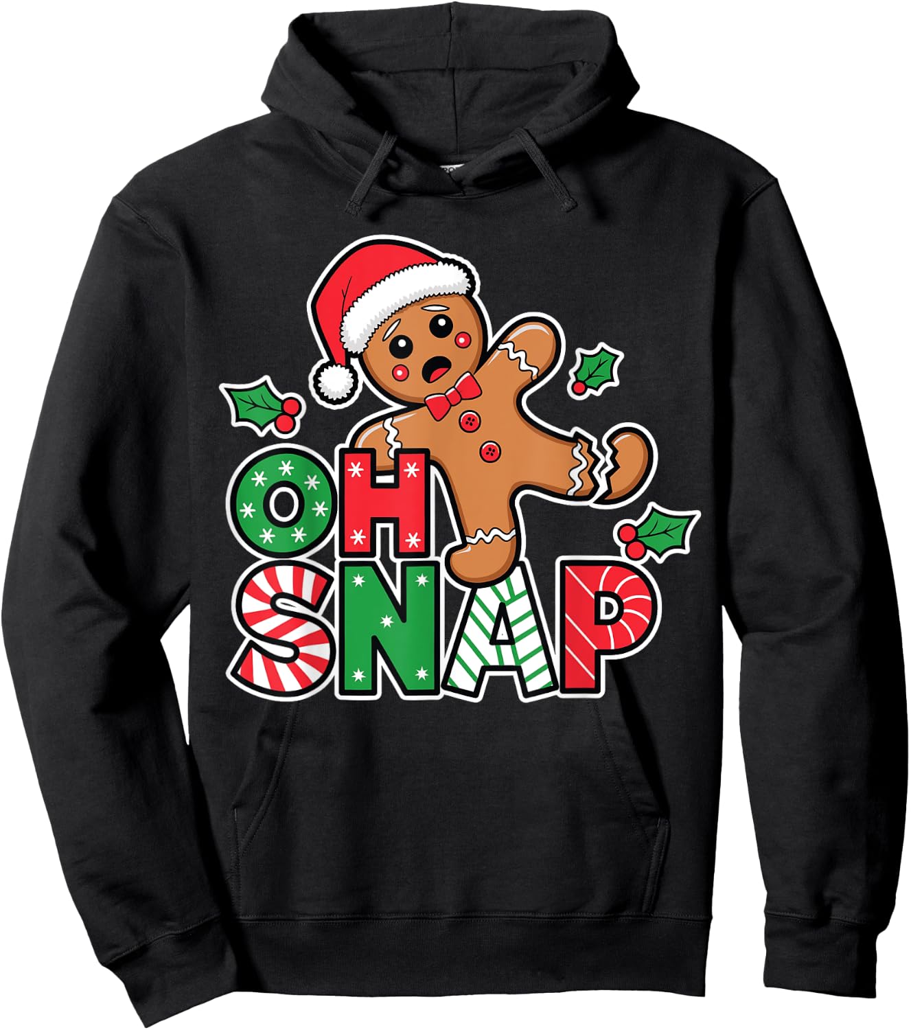 Gingerbread Man Oh Snap Christmas Funny Cookie Baking Hoodie - Hoodie | Black