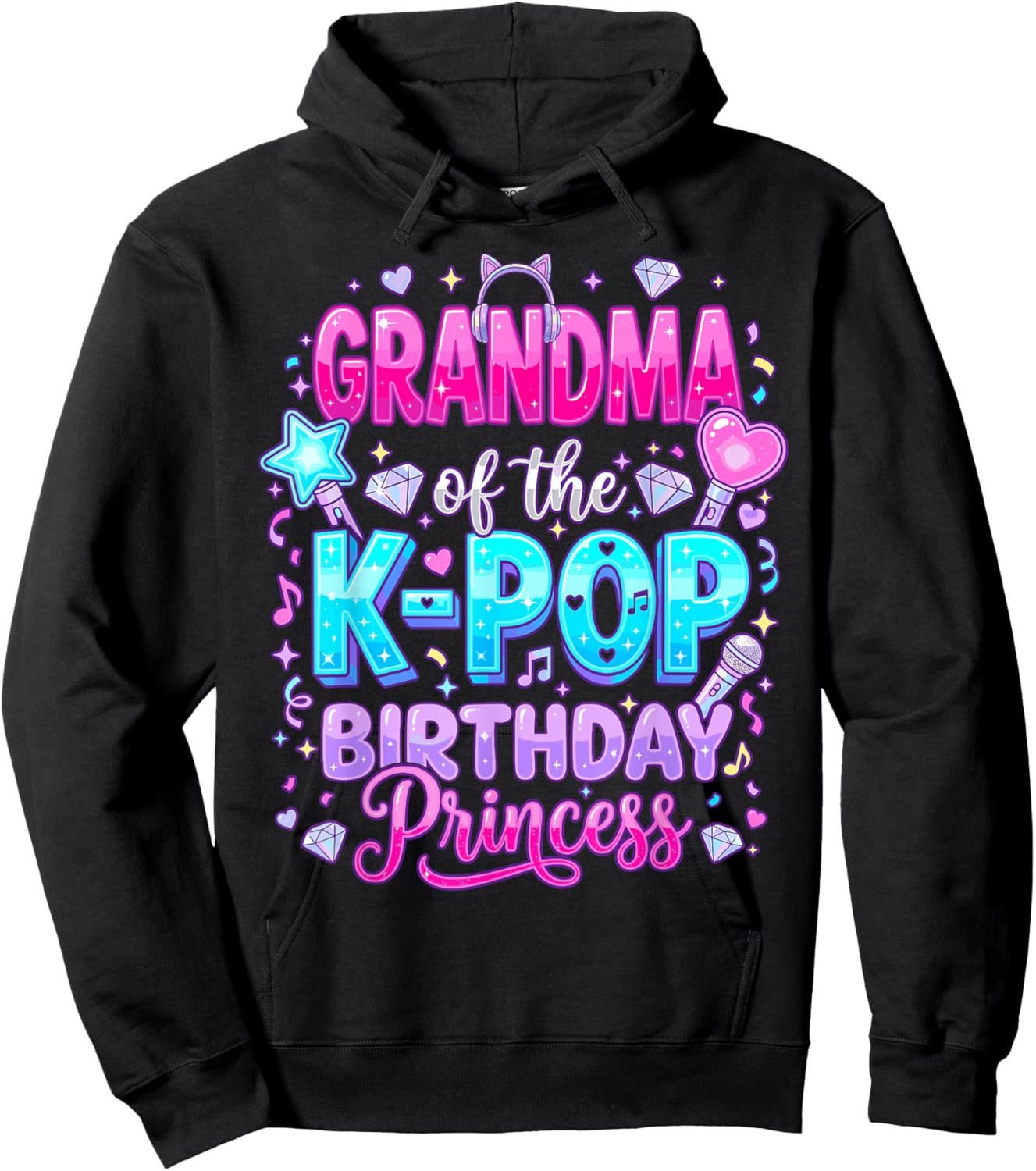 Grandma of The K-Pop Birthday Princess Korean Music Hoodie - Hoodie | Black