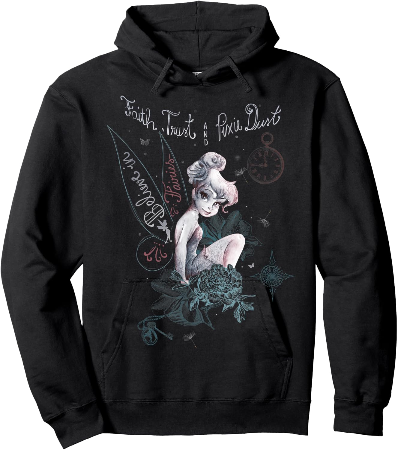 Disney Peter Pan Tinker Bell Believe Drawing Portrait Hoodie - Hoodie | Black