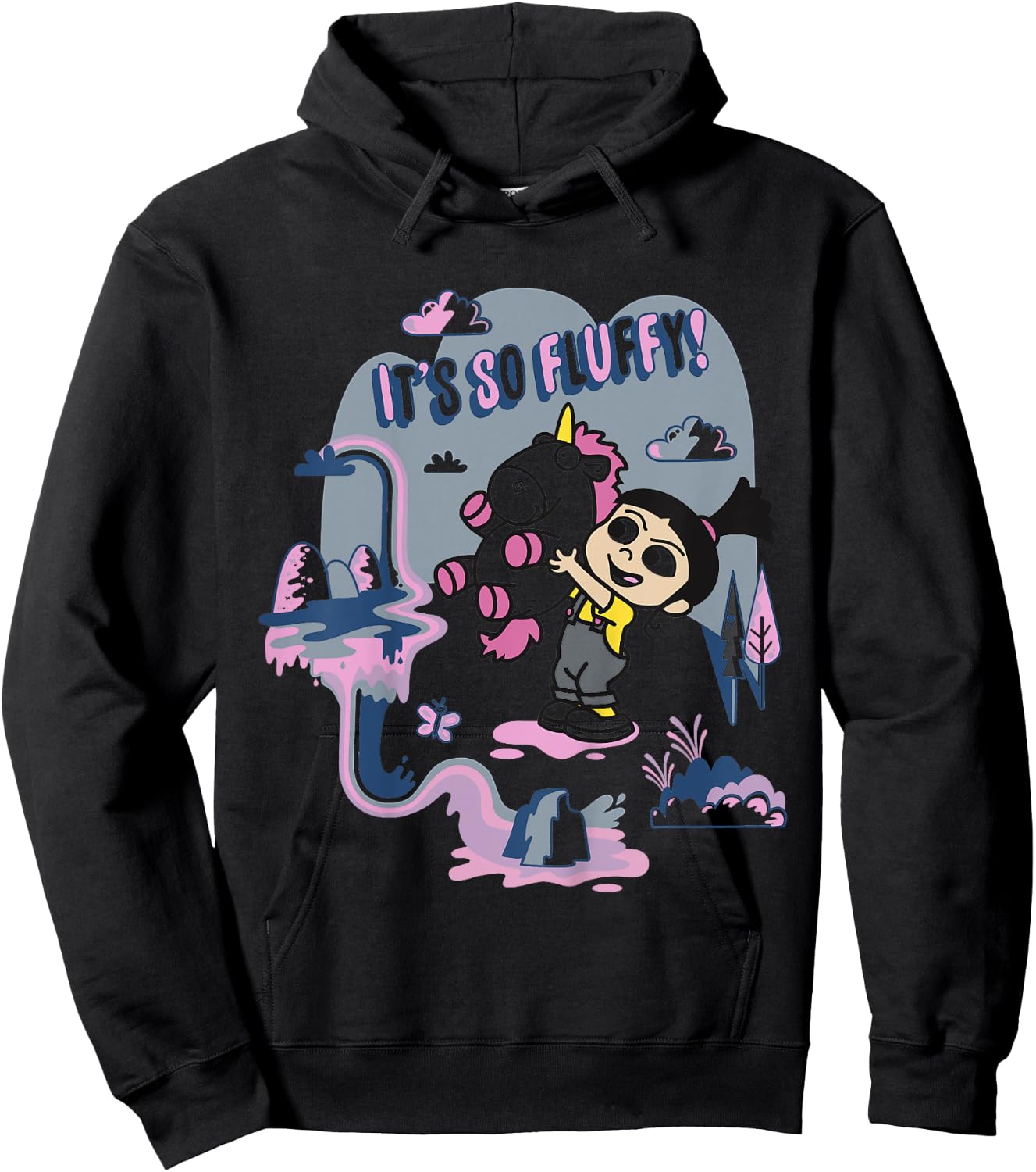 Kids Despicable Me Minions Agnes Fluffy Unicorn Graphic Hoodie - Hoodie | Black