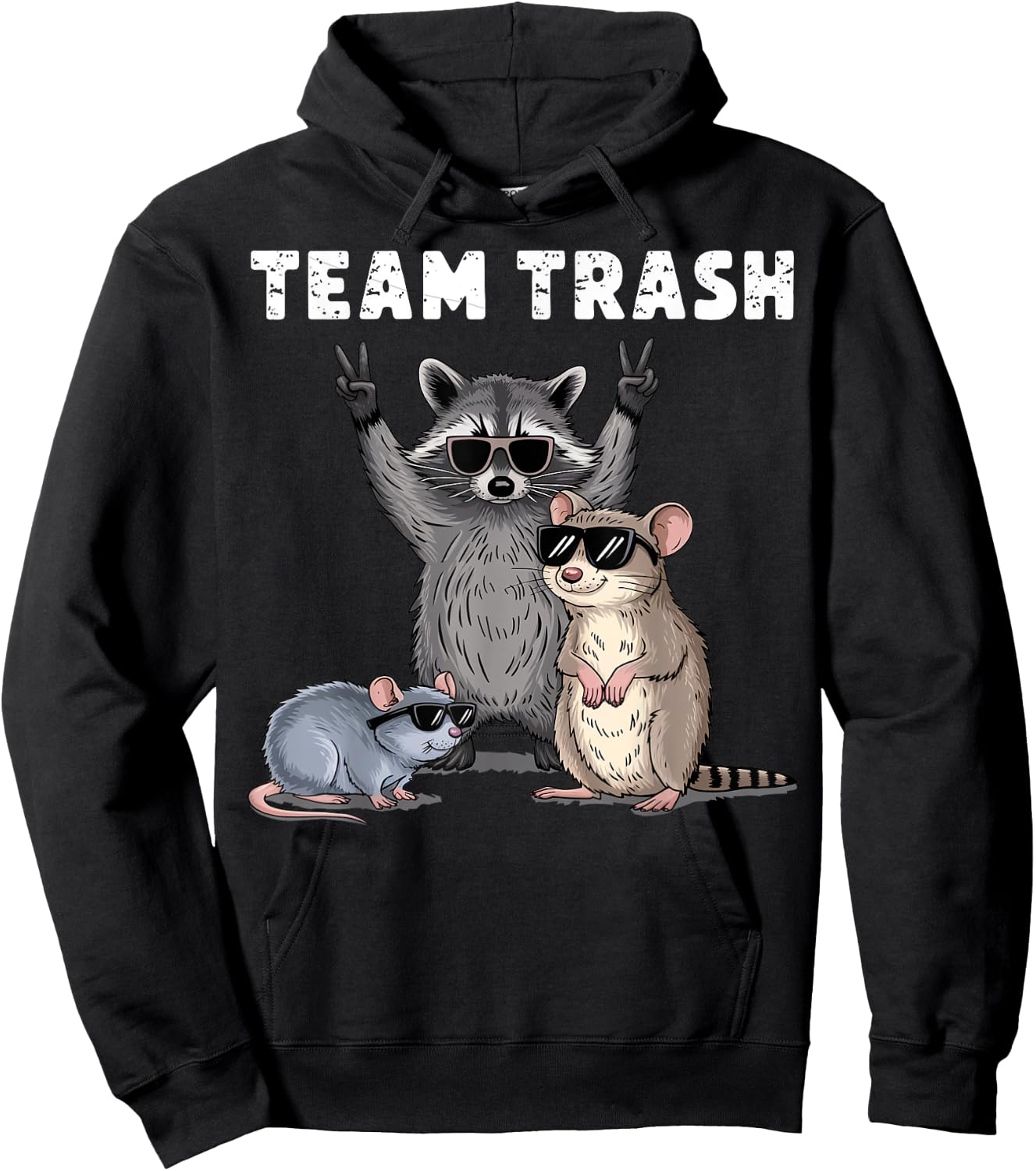 Raccoon Opossum Rat Team Trash Funny Gifts Women Kid Hoodie - Hoodie | Black