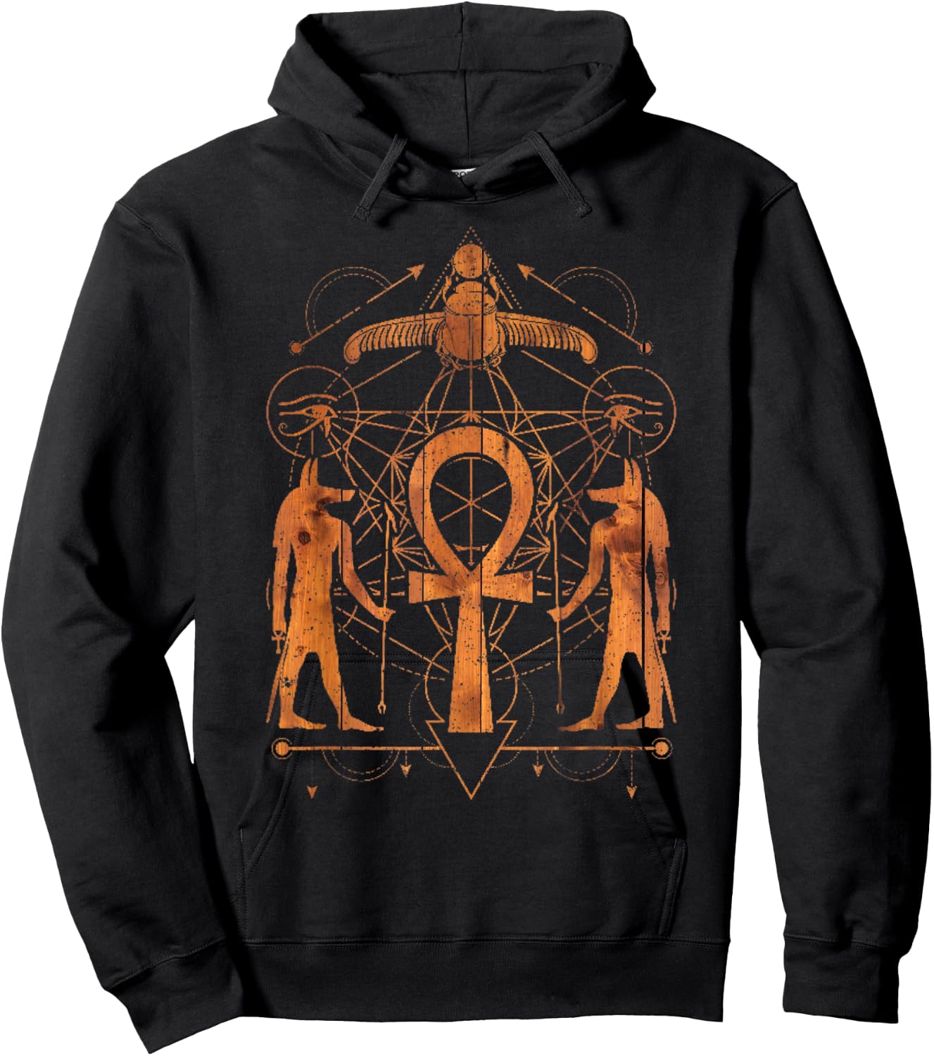 Ankh Egyptian Sacred Geometry Metatrons Cube Shirt Hoodie - Hoodie | Black