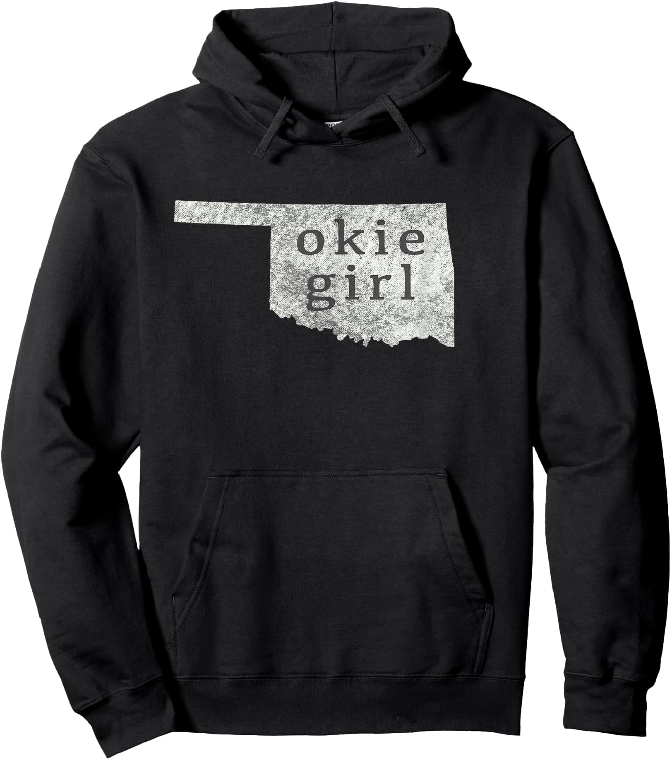 Okie Girl White Distressed Style Hoodie - Hoodie | Black