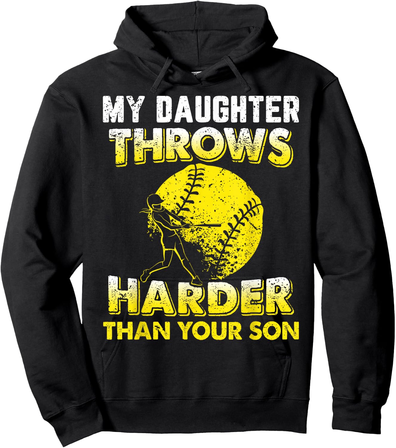 Funny Softball Dad Shirts My Daughter Throws Harder Hoodie - Hoodie | Black