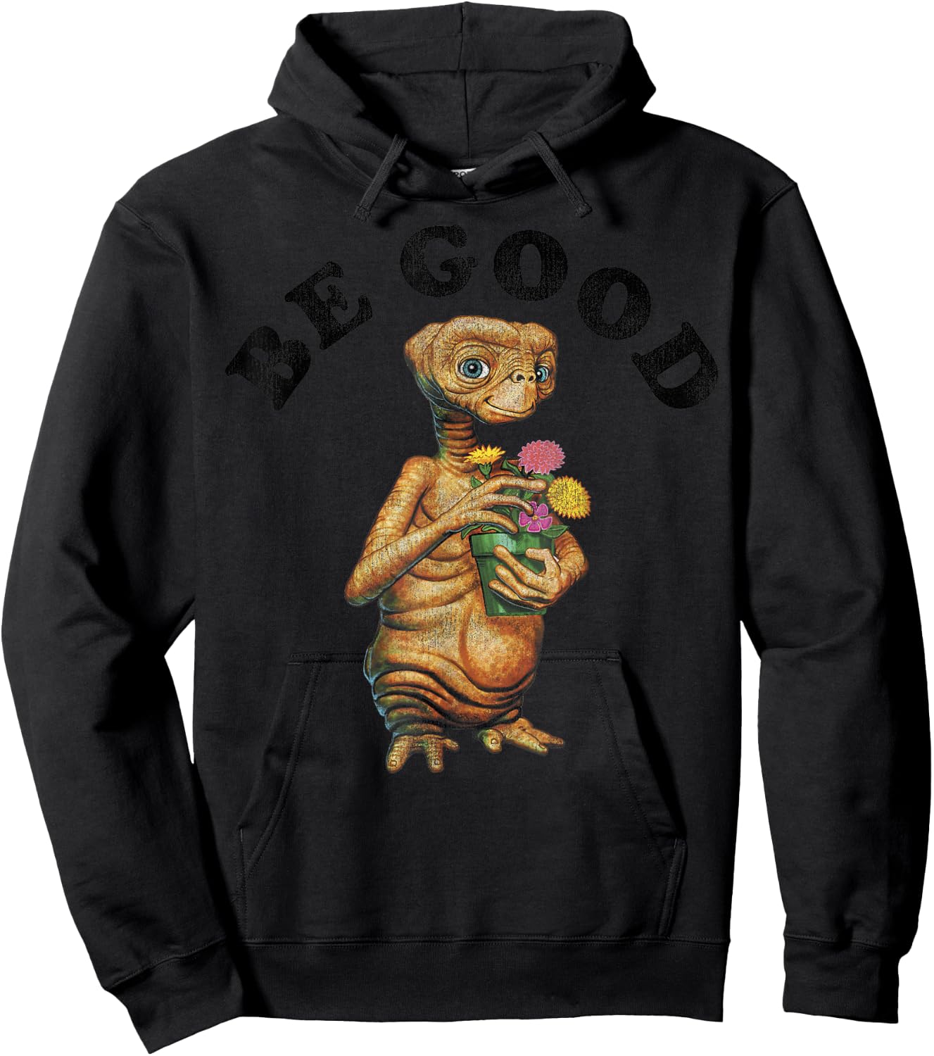 E.T. Be Good E.T. Holding Flower Pot Graphic Hoodie - Hoodie | Black
