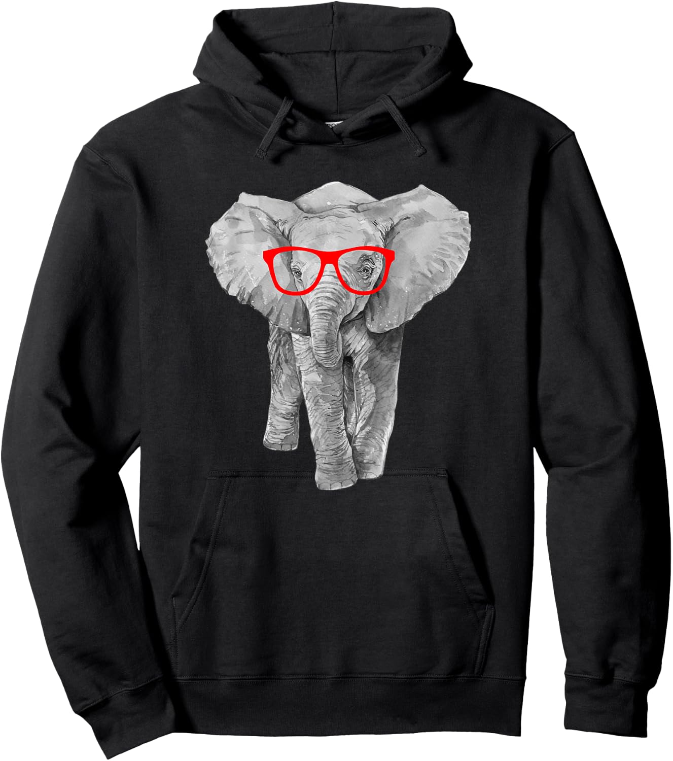 Hipster Baby Elephant in Red Glasses Shirt Hoodie - Hoodie | Black