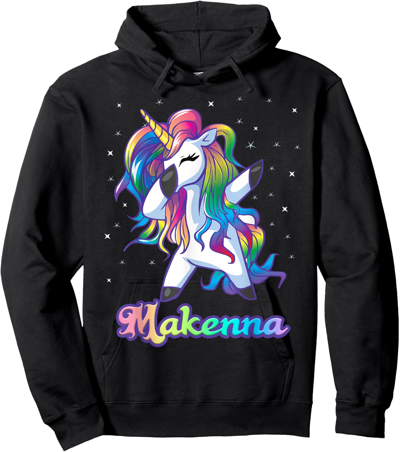 MAKENNA Name Personalized Custom Rainbow Unicorn Dabbing Hoodie - Hoodie | Black