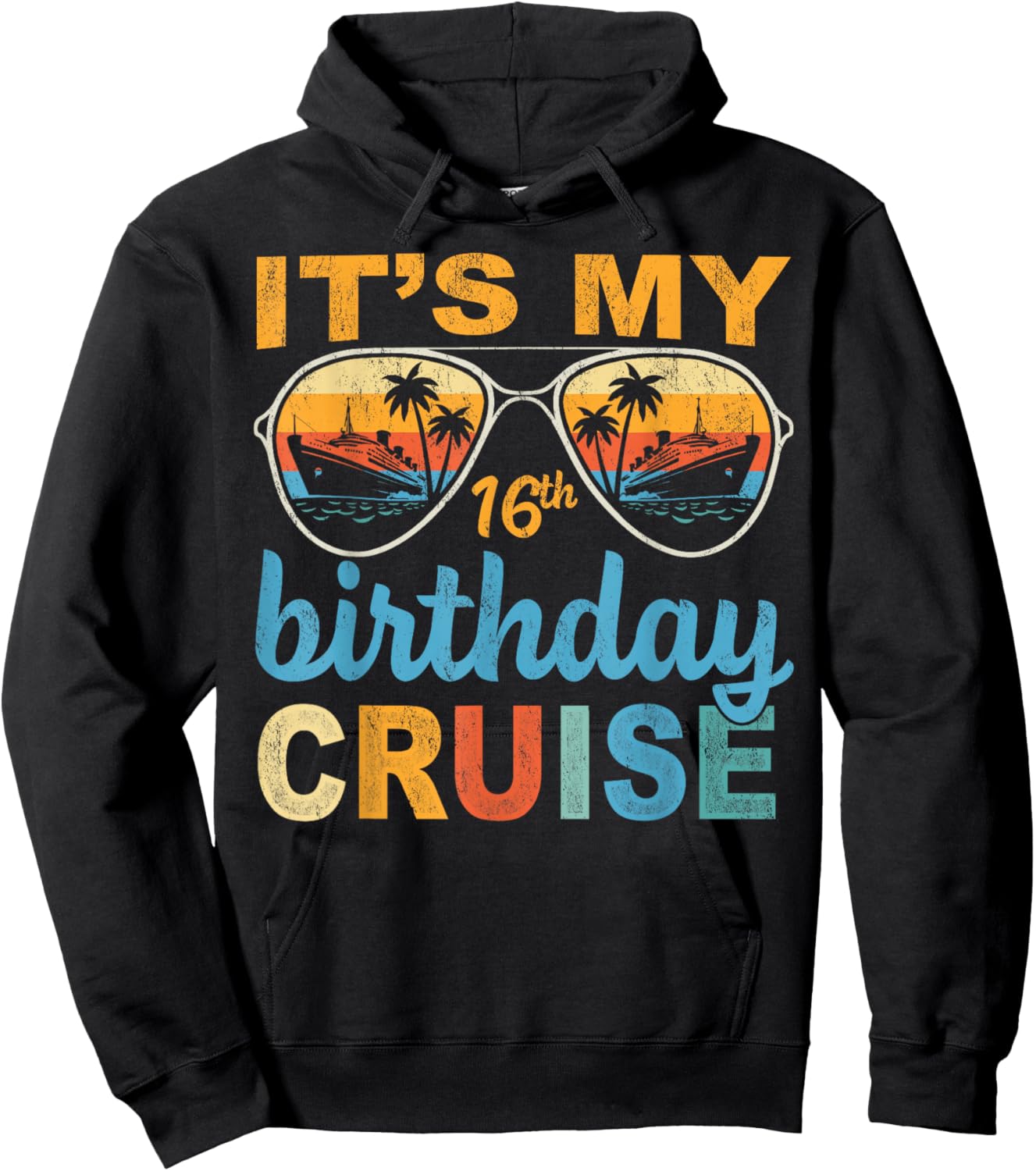 It's My 16th Birthday Cruise Vintage Summer Cruising Hoodie - Hoodie | Black
