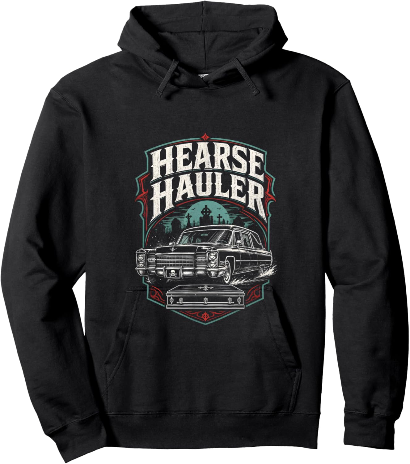 Hearse Hauler Mortician Vintage Road Badge Hoodie - Hoodie | Black
