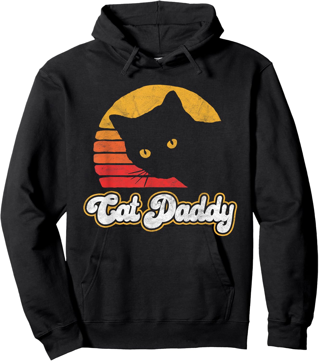 Cat Daddy! Funny Vintage Eighties Style Cat Retro Distressed Hoodie - Hoodie | Black