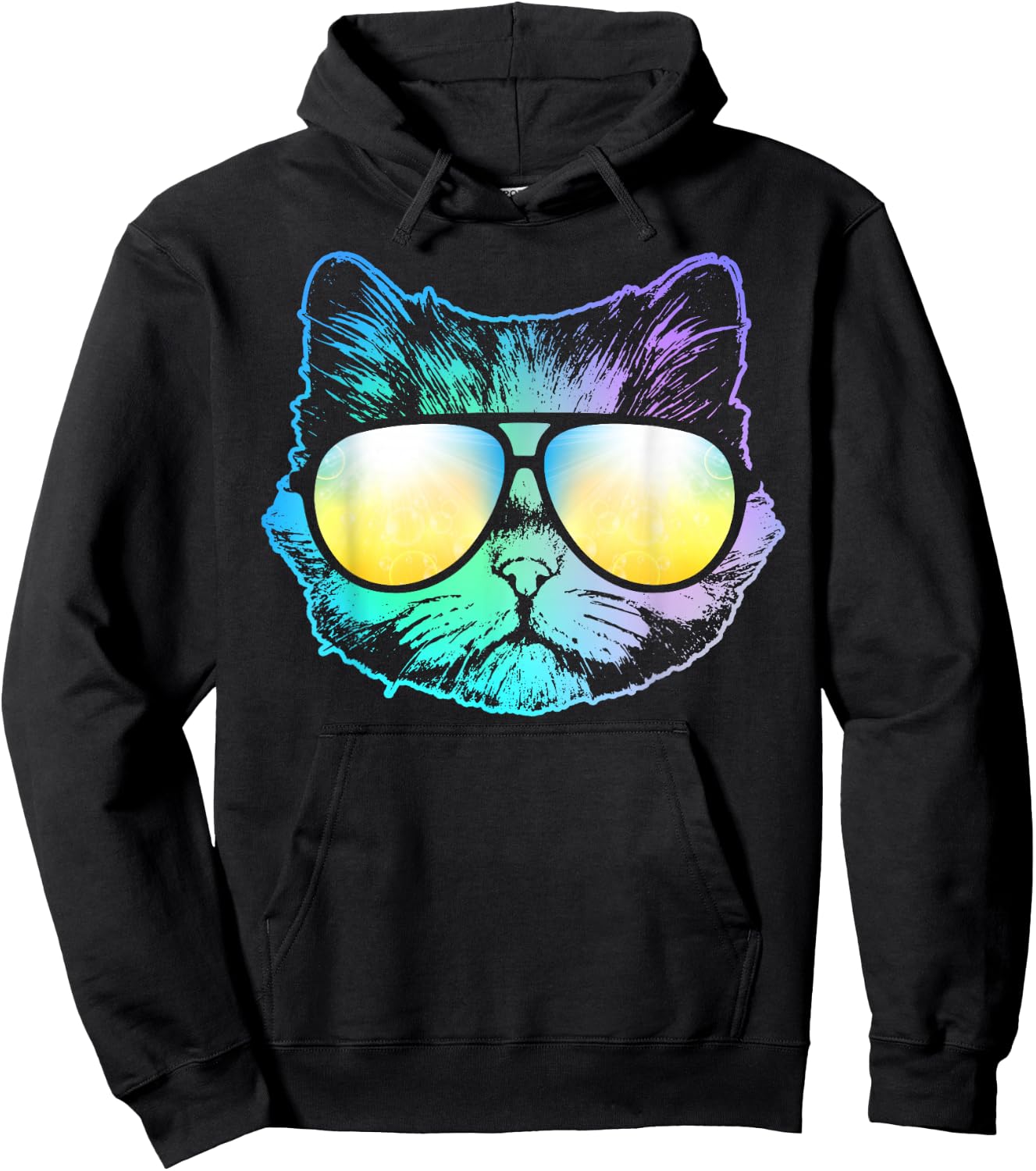 Cat Neon Face Shirt For Kitty Or Kitten Lovers Men Women Kids Hoodie - Hoodie | Black