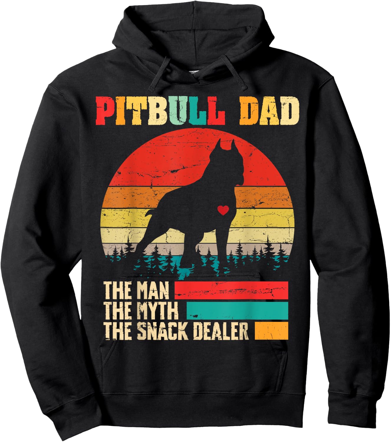 Vintage Pitbull Dad The Man The Myth Snack Dealer Funny Dog Hoodie - Hoodie | Black