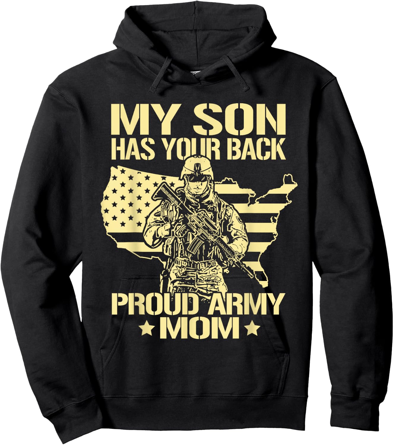 My Son Has Your Back - Proud Army Mom Shirt Mother Gift Hoodie - Hoodie | Black