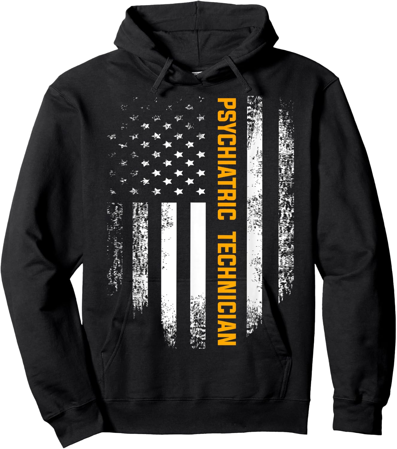 Vintage American USA Flag Psychiatric Technician Shirt Gift Kids Men Hoodie - Hoodie | Black
