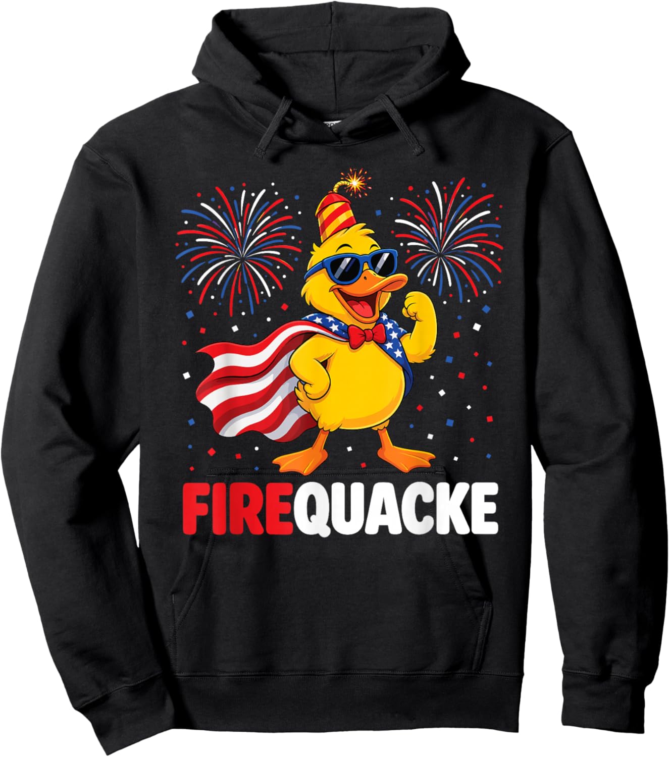 4th of July Duck Firequacker Patriotic Fourth of July Funny Hoodie - Hoodie | Black