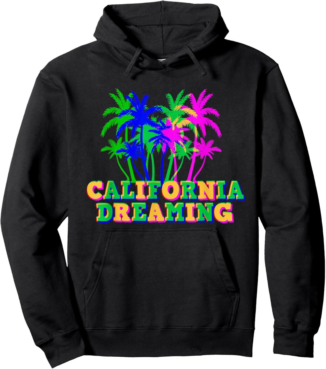 California Dreaming Multi Color Souvenir Hoodie - Hoodie | Black