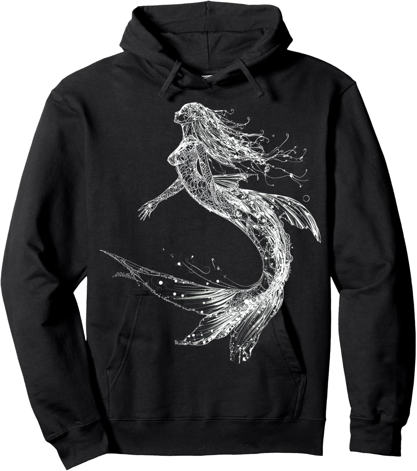 Mermaid Mythical Graphic Fantasy Illustration Mermaid Hoodie - Hoodie | Black