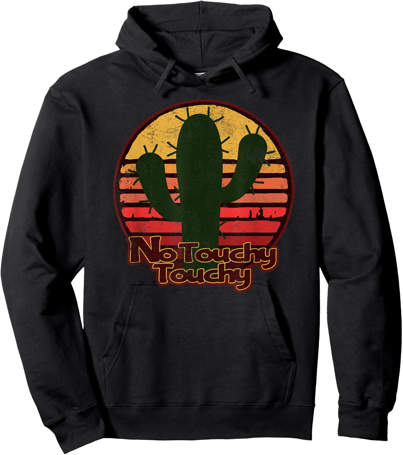No Touchy Touchy - Desert Sun & Cactus Distressed Hoodie - Hoodie | Black