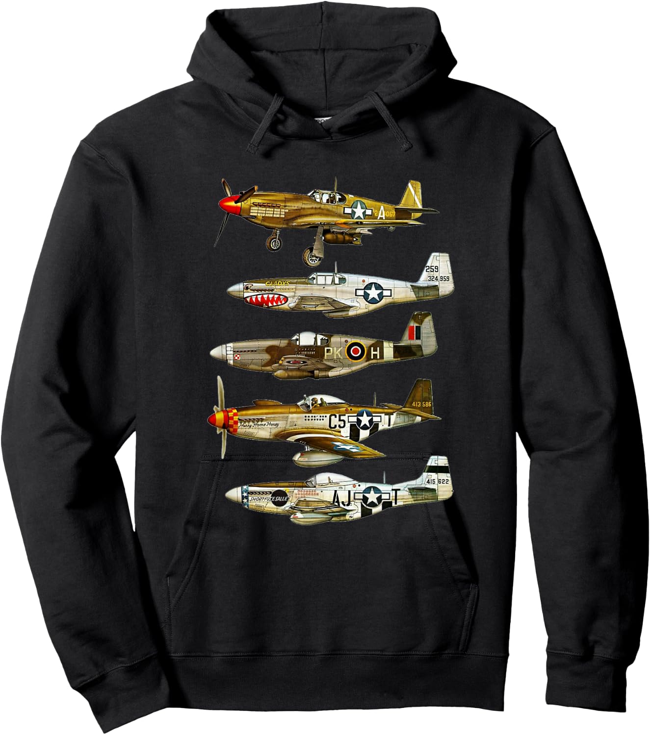 North American P-51 Mustang WW2 Fighter Hoodie - Hoodie | Black