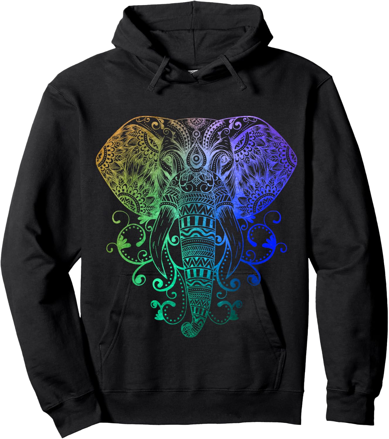 Elephant Shirt Hindu Tribal Watercolor Graphic Gift Men Wome Hoodie - Hoodie | Black