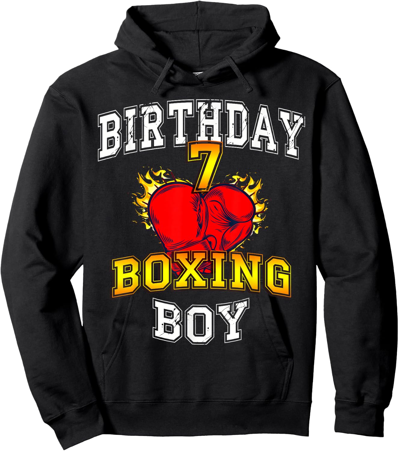 7th Birthday Boy Shirt - Boxing 7 years old kid Hoodie - Hoodie | Black